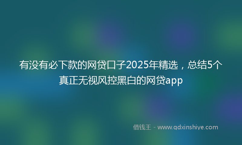 有没有必下款的网贷口子2025年精选，总结5个真正无视风控黑白的网贷app