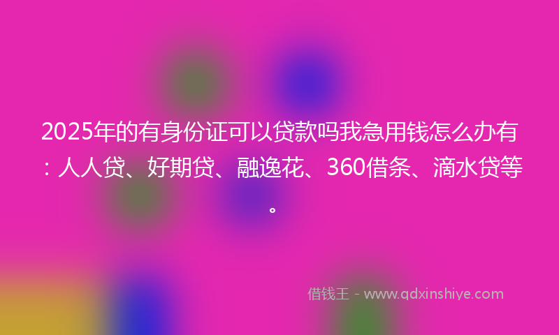 2025年的有身份证可以贷款吗我急用钱怎么办有：人人贷、好期贷、融逸花、360借条、滴水贷等。