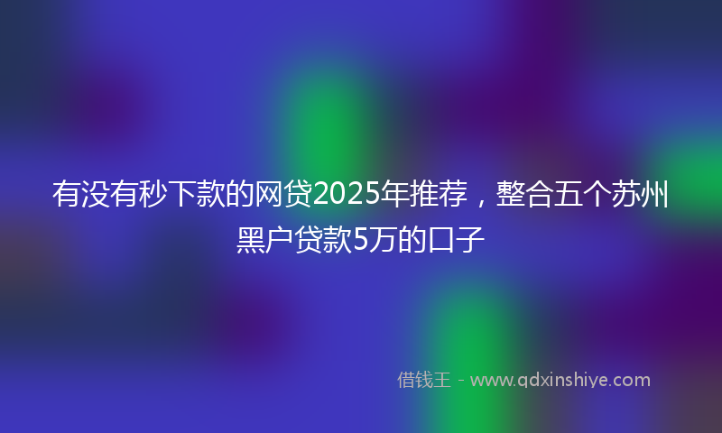 有没有秒下款的网贷2025年推荐，整合五个苏州黑户贷款5万的口子
