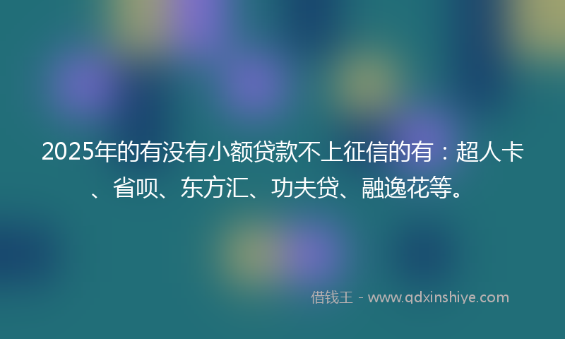 2025年的有没有小额贷款不上征信的有：超人卡、省呗、东方汇、功夫贷、融逸花等。
