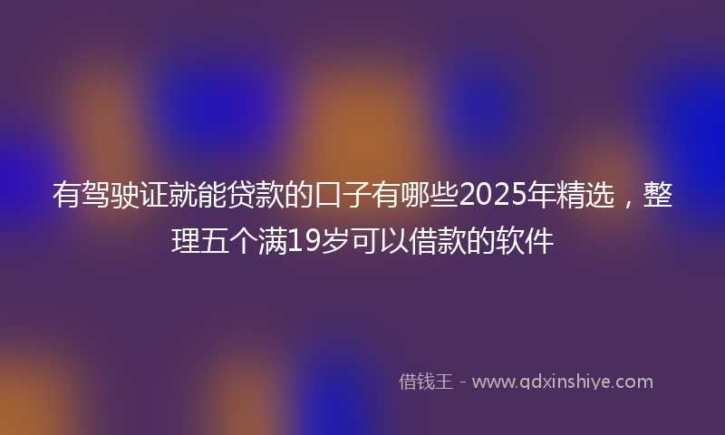 有驾驶证就能贷款的口子有哪些2025年精选，整理五个满19岁可以借款的软件