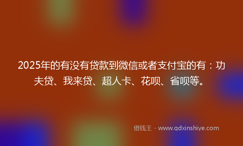 2025年的有没有贷款到微信或者支付宝的有：功夫贷、我来贷、超人卡、花呗、省呗等。