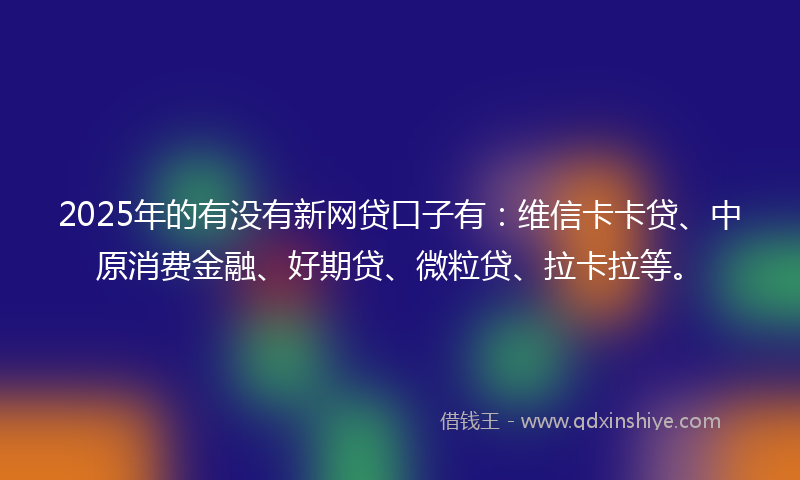 2025年的有没有新网贷口子有：维信卡卡贷、中原消费金融、好期贷、微粒贷、拉卡拉等。