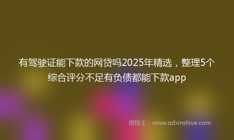 有驾驶证能下款的网贷吗2025年精选，整理5个综合评分不足有负债都能下款app