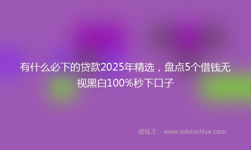 有什么必下的贷款2025年精选,盘点5个借钱无视黑白100%秒下口子