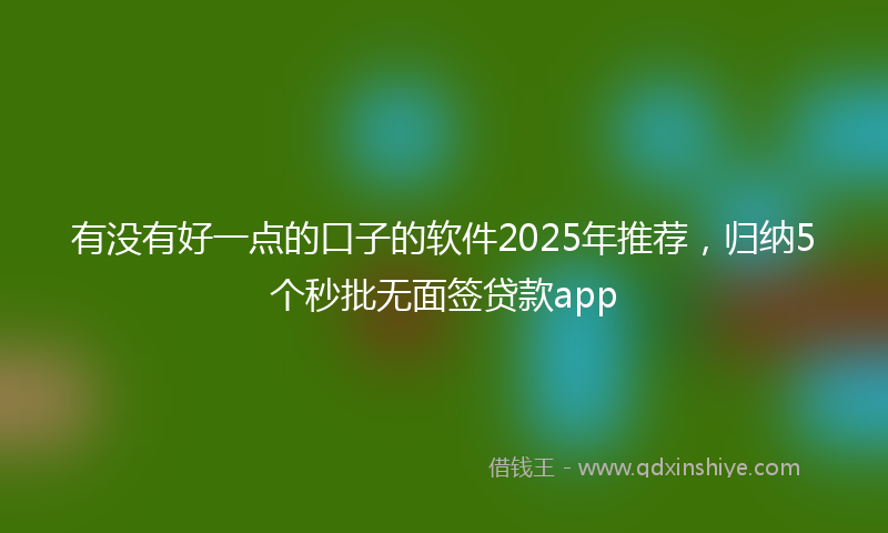 有没有好一点的口子的软件2025年推荐，归纳5个秒批无面签贷款app