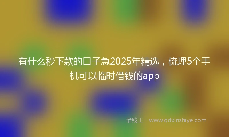 有什么秒下款的口子急2025年精选，梳理5个手机可以临时借钱的app