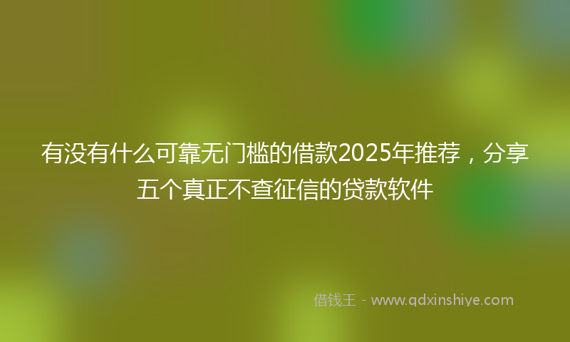 有没有什么可靠无门槛的借款2025年推荐，分享五个真正不查征信的贷款软件