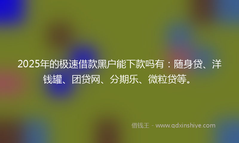 2025年的极速借款黑户能下款吗有：随身贷、洋钱罐、团贷网、分期乐、微粒贷等。