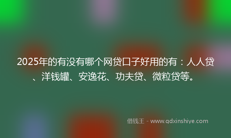 2025年的有没有哪个网贷口子好用的有:人人贷、洋钱罐、安逸花、功夫贷、微粒贷等。