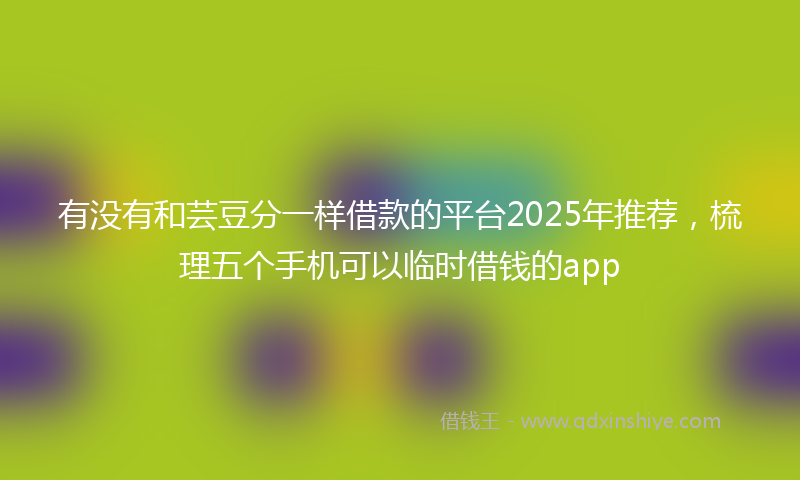 有没有和芸豆分一样借款的平台2025年推荐，梳理五个手机可以临时借钱的app