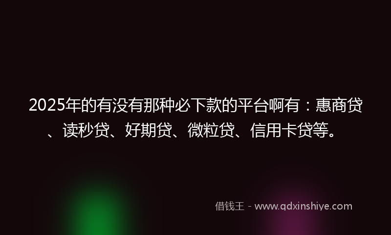 2025年的有没有那种必下款的平台啊有：惠商贷、读秒贷、好期贷、微粒贷、信用卡贷等。