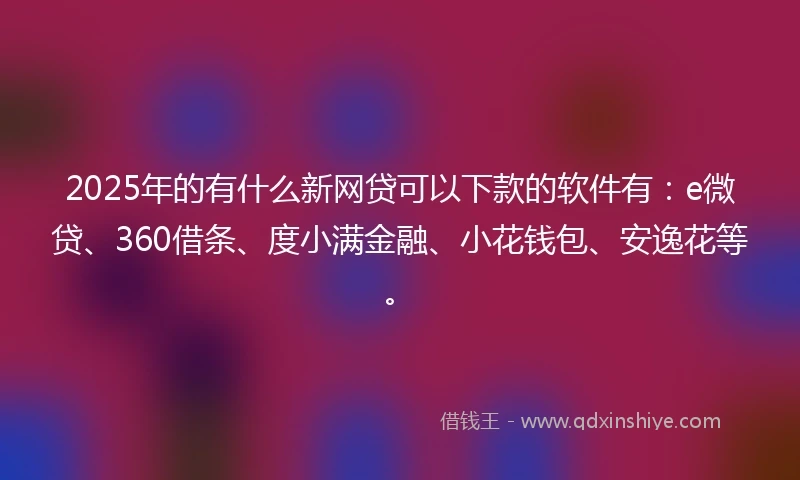 2025年的有什么新网贷可以下款的软件有：e微贷、360借条、度小满金融、小花钱包、安逸花等。