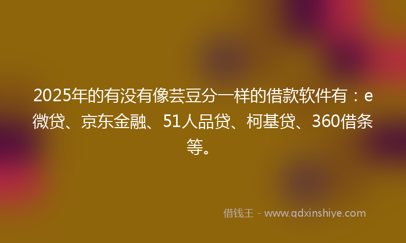2025年的有没有像芸豆分一样的借款软件有：e微贷、京东金融、51人品贷、柯基贷、360借条等。