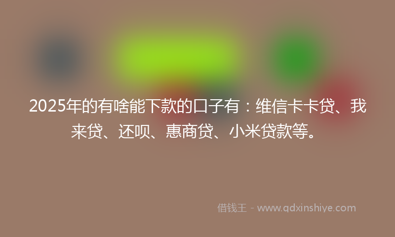 2025年的有啥能下款的口子有:维信卡卡贷、我来贷、还呗、惠商贷、小米贷款等。
