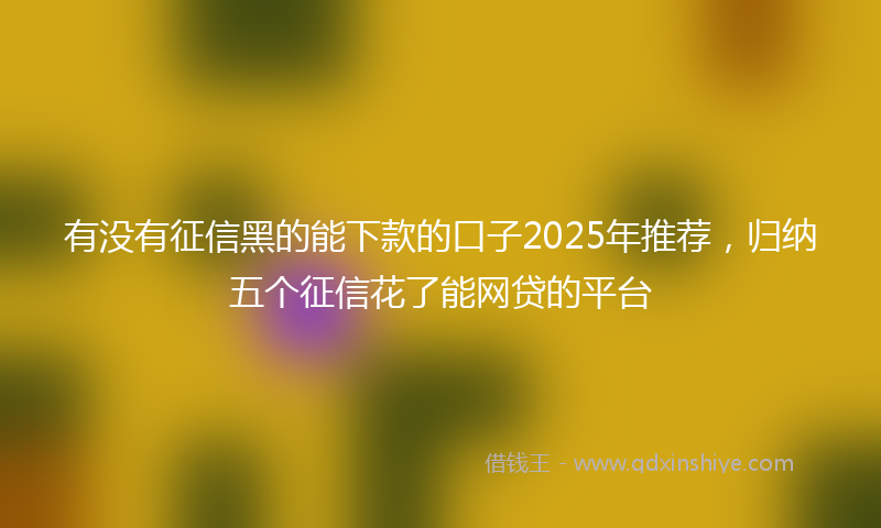 有没有征信黑的能下款的口子2025年推荐，归纳五个征信花了能网贷的平台