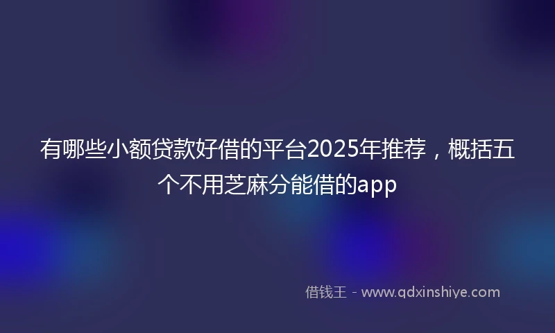 有哪些小额贷款好借的平台2025年推荐，概括五个不用芝麻分能借的app