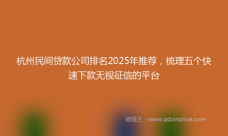 杭州民间贷款公司排名2025年推荐，梳理五个快速下款无视征信的平台