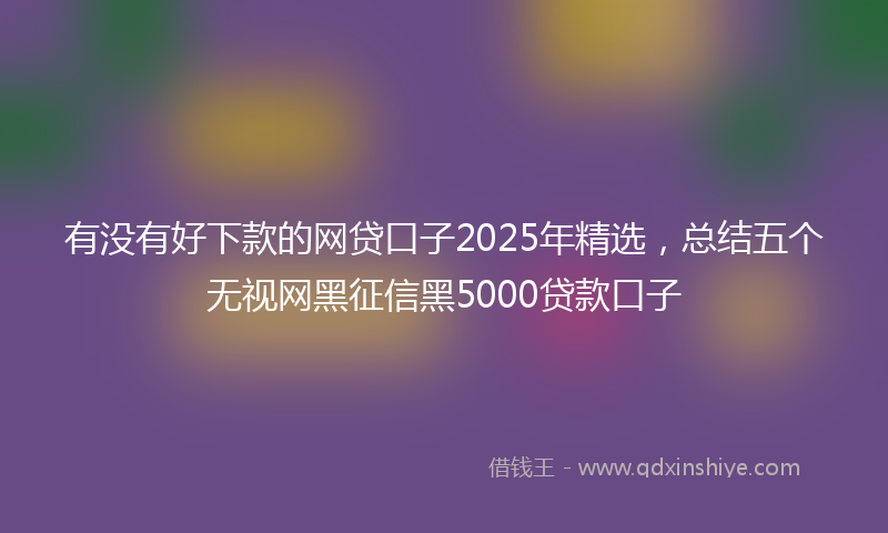 有没有好下款的网贷口子2025年精选,总结五个无视网黑征信黑5000贷款口子