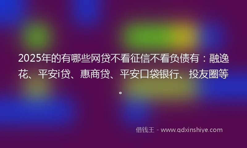 2025年的有哪些网贷不看征信不看负债有：融逸花、平安i贷、惠商贷、平安口袋银行、投友圈等。