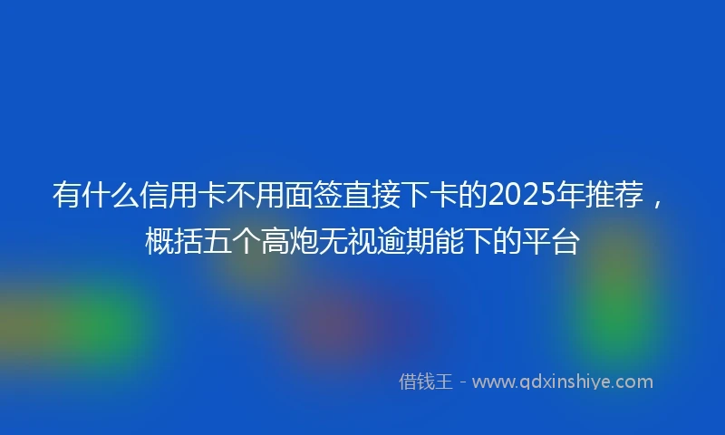 有什么信用卡不用面签直接下卡的2025年推荐，概括五个高炮无视逾期能下的平台