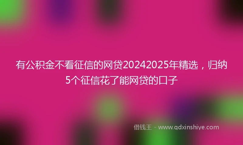 有公积金不看征信的网贷20242025年精选，归纳5个征信花了能网贷的口子