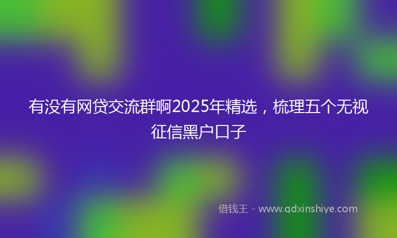 有没有网贷交流群啊2025年精选，梳理五个无视征信黑户口子