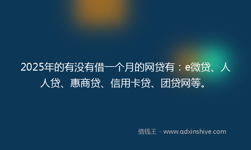 2025年的有没有借一个月的网贷有：e微贷、人人贷、惠商贷、信用卡贷、团贷网等。