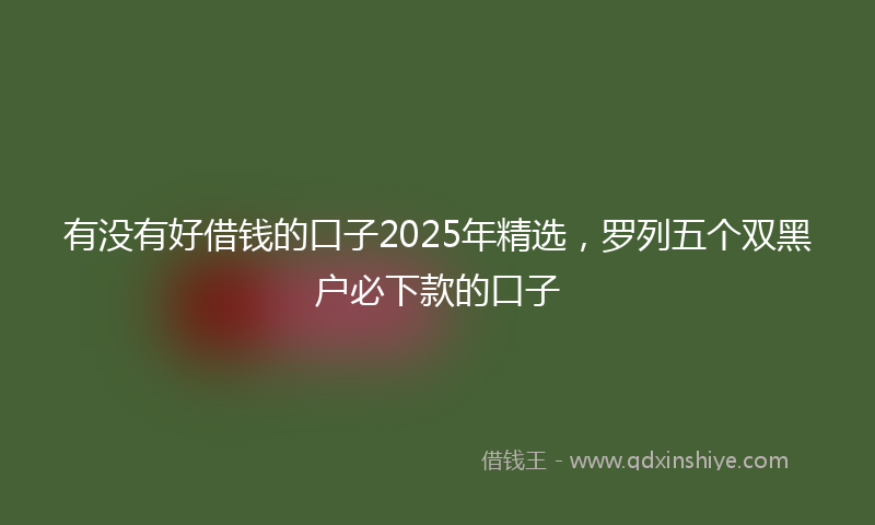 有没有好借钱的口子2025年精选，罗列五个双黑户必下款的口子