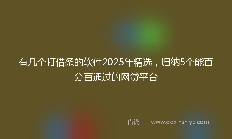 有几个打借条的软件2025年精选，归纳5个能百分百通过的网贷平台