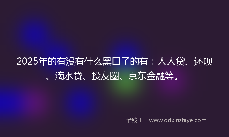 2025年的有没有什么黑口子的有：人人贷、还呗、滴水贷、投友圈、京东金融等。