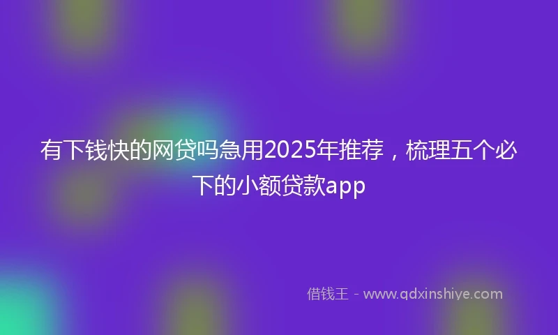 有下钱快的网贷吗急用2025年推荐，梳理五个必下的小额贷款app