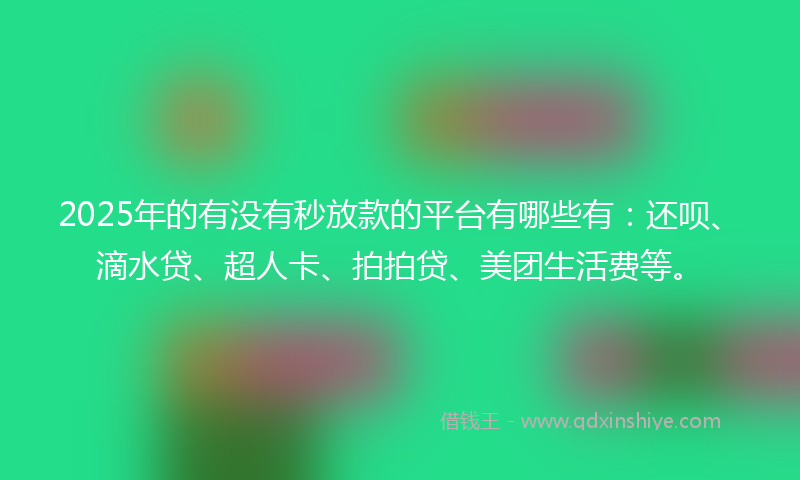 2025年的有没有秒放款的平台有哪些有：还呗、滴水贷、超人卡、拍拍贷、美团生活费等。