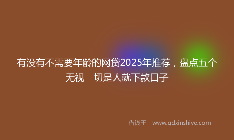 有没有不需要年龄的网贷2025年推荐，盘点五个无视一切是人就下款口子