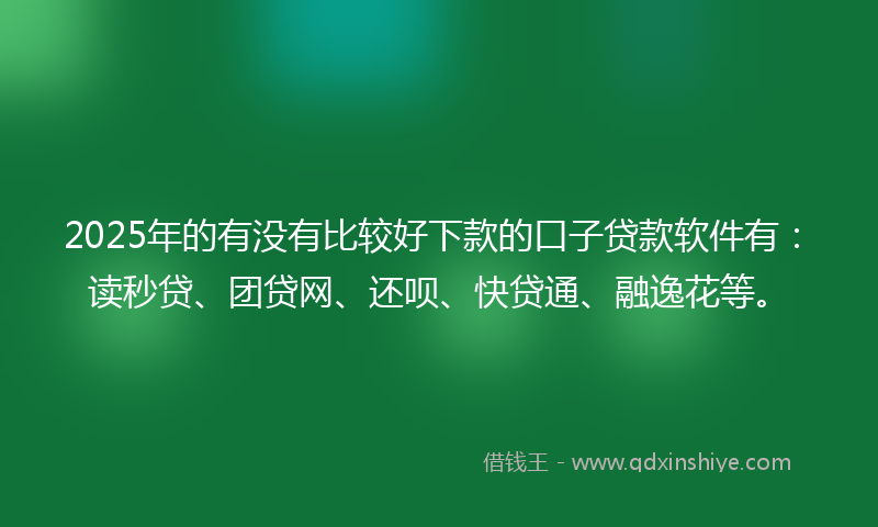 2025年的有没有比较好下款的口子贷款软件有：读秒贷、团贷网、还呗、快贷通、融逸花等。