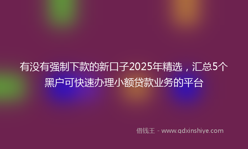 有没有强制下款的新口子2025年精选，汇总5个黑户可快速办理小额贷款业务的平台