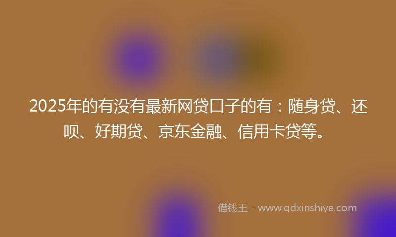 2025年的有没有最新网贷口子的有：随身贷、还呗、好期贷、京东金融、信用卡贷等。
