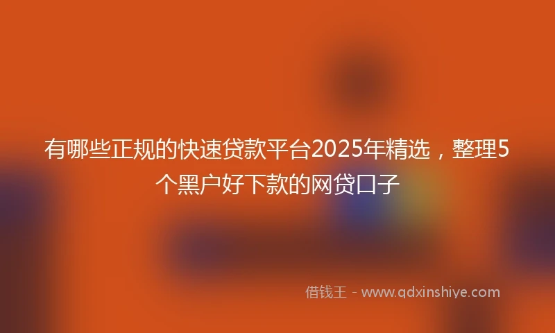 有哪些正规的快速贷款平台2025年精选，整理5个黑户好下款的网贷口子