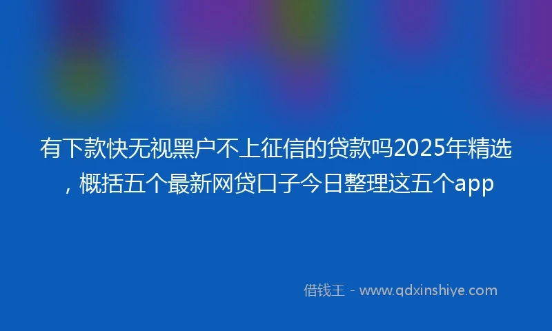有下款快无视黑户不上征信的贷款吗2025年精选，概括五个最新网贷口子今日整理这五个app