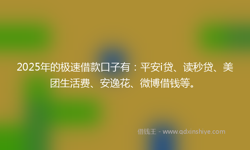 2025年的极速借款口子有：平安i贷、读秒贷、美团生活费、安逸花、微博借钱等。