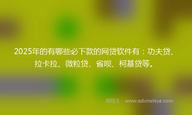 2025年的有哪些必下款的网贷软件有：功夫贷、拉卡拉、微粒贷、省呗、柯基贷等。