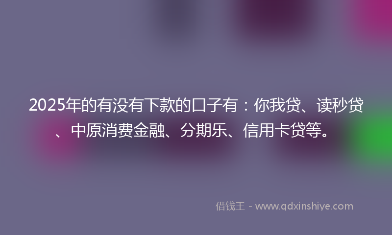 2025年的有没有下款的口子有：你我贷、读秒贷、中原消费金融、分期乐、信用卡贷等。