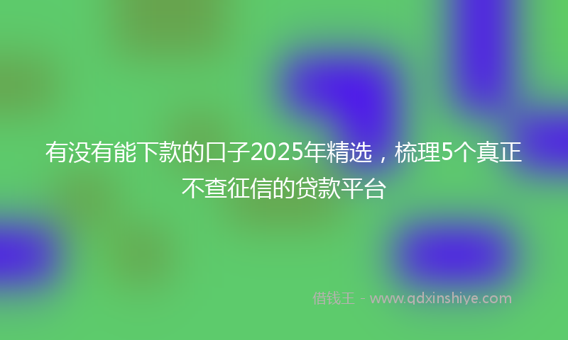 有没有能下款的口子2025年精选，梳理5个真正不查征信的贷款平台