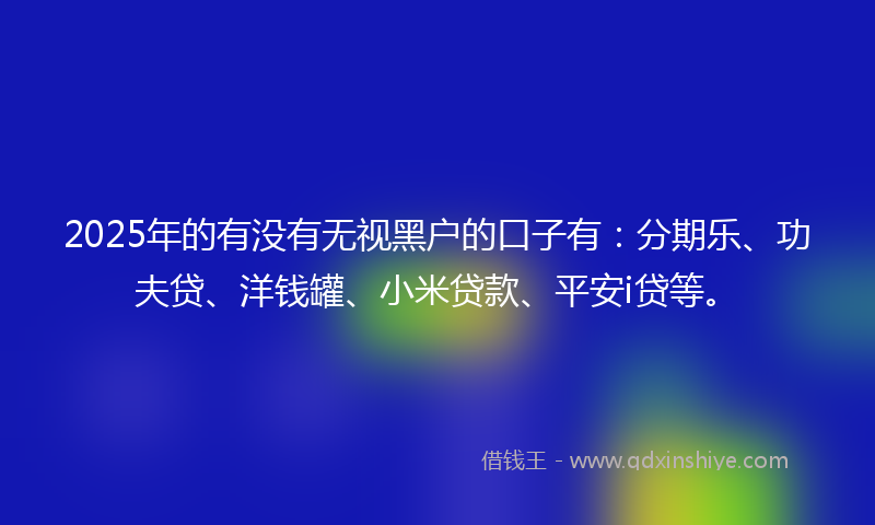 2025年的有没有无视黑户的口子有：分期乐、功夫贷、洋钱罐、小米贷款、平安i贷等。