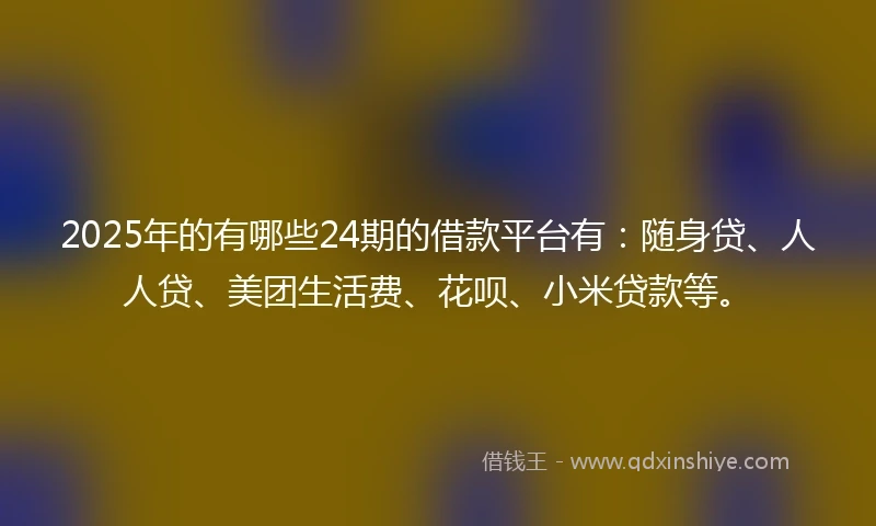 2025年的有哪些24期的借款平台有：随身贷、人人贷、美团生活费、花呗、小米贷款等。