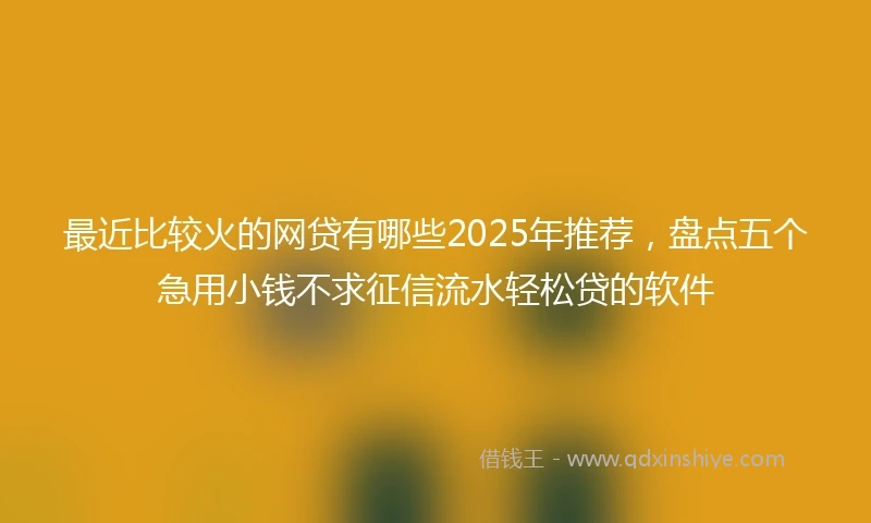 最近比较火的网贷有哪些2025年推荐，盘点五个急用小钱不求征信流水轻松贷的软件