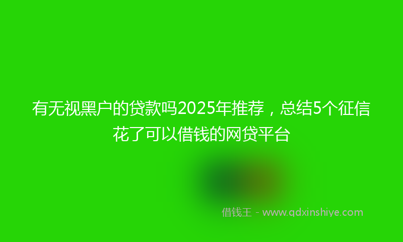 有无视黑户的贷款吗2025年推荐，总结5个征信花了可以借钱的网贷平台