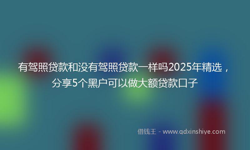有驾照贷款和没有驾照贷款一样吗2025年精选，分享5个黑户可以做大额贷款口子