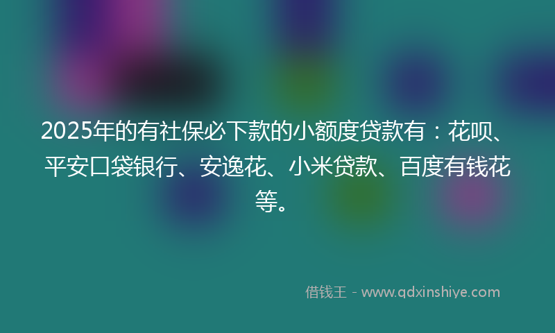 2025年的有社保必下款的小额度贷款有：花呗、平安口袋银行、安逸花、小米贷款、百度有钱花等。
