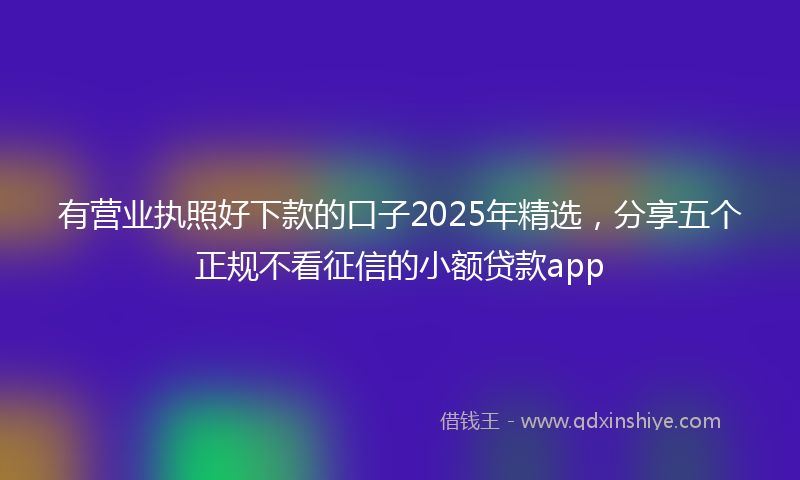 有营业执照好下款的口子2025年精选，分享五个正规不看征信的小额贷款app
